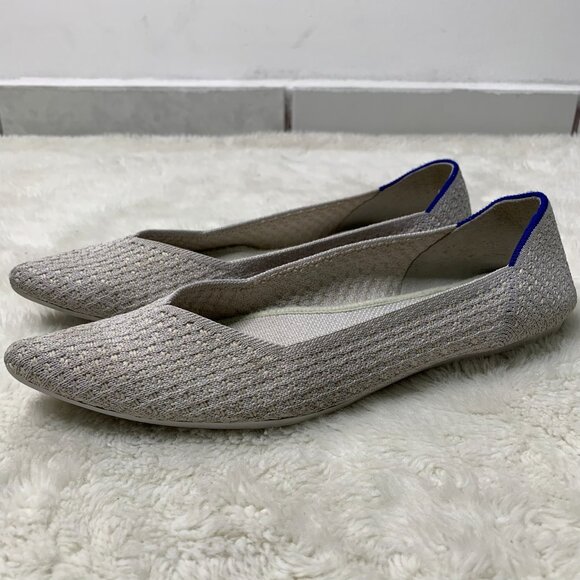 Rothy’s Women's White Gray Honeycomb The Point Toe Ballet Flats Size 9 - Picture 3 of 16